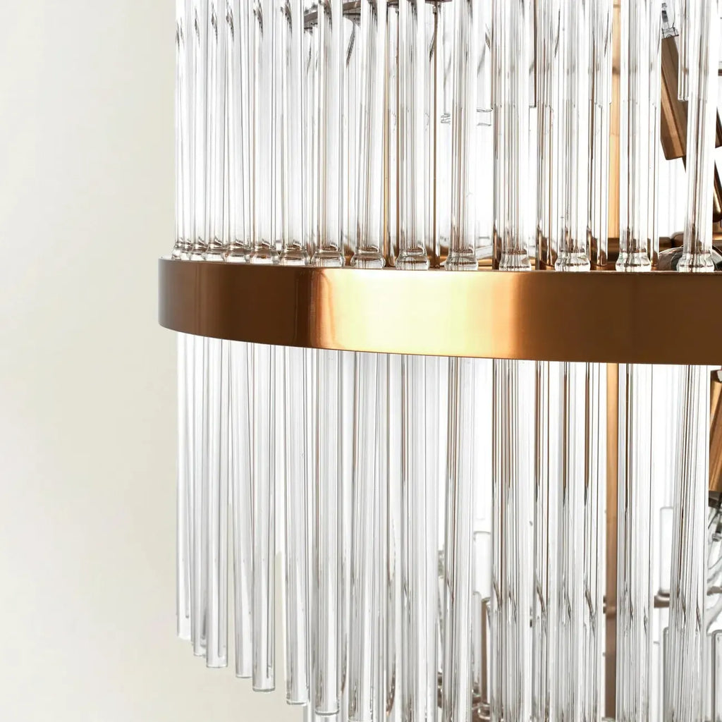 Modern Clear Glass Chandelier with Gold Finish