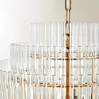 Modern Clear Glass Chandelier with Gold Finish