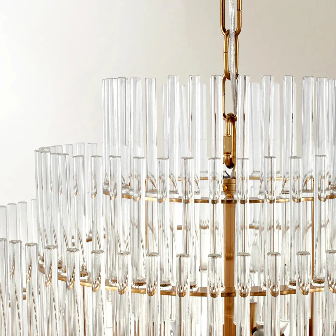 Modern Clear Glass Chandelier with Gold Finish