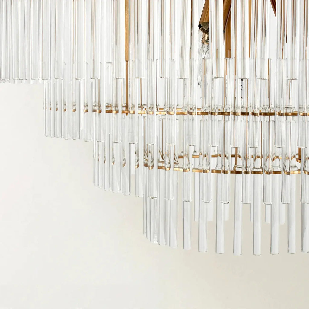 Modern Clear Glass Chandelier with Gold Finish