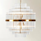 Modern Clear Glass Chandelier with Gold Finish