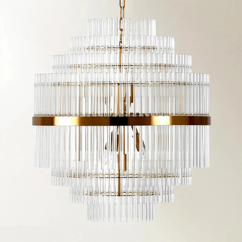 Modern Clear Glass Chandelier with Gold Finish
