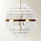 Modern Clear Glass Chandelier with Gold Finish