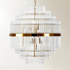Modern Clear Glass Chandelier with Gold Finish