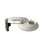 Scandinavian Swivel Glass Storage Coffee Table with Casters