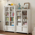 2-Drawer White Wooden Adjustable Shelves bookcases