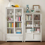 2-Drawer White Wooden Adjustable Shelves bookcases