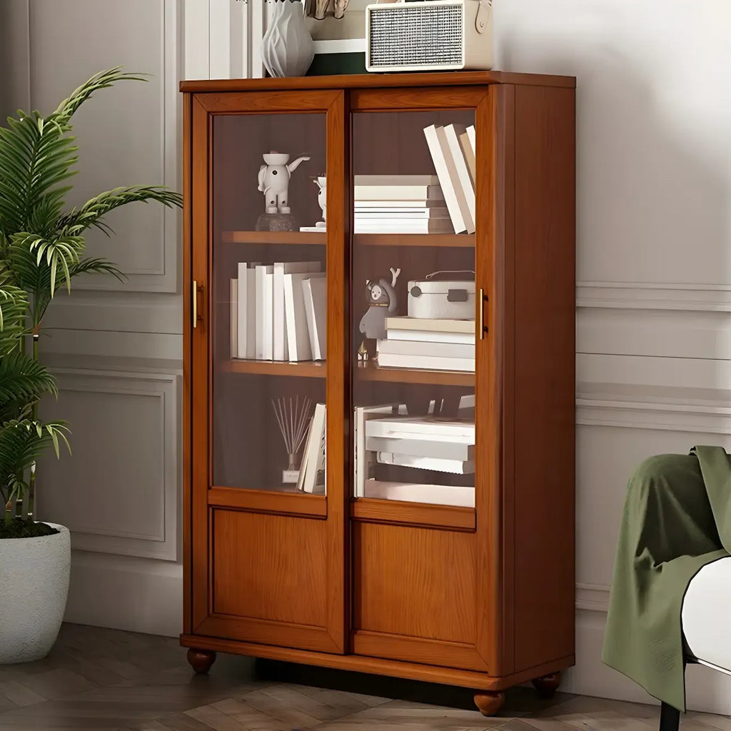 2-Drawer White Wooden Adjustable Shelves bookcases