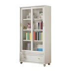 2-Drawer White Wooden Adjustable Shelves bookcases