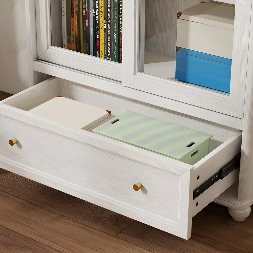 2-Drawer White Wooden Adjustable Shelves bookcases