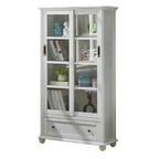 2-Drawer White Wooden Adjustable Shelves bookcases