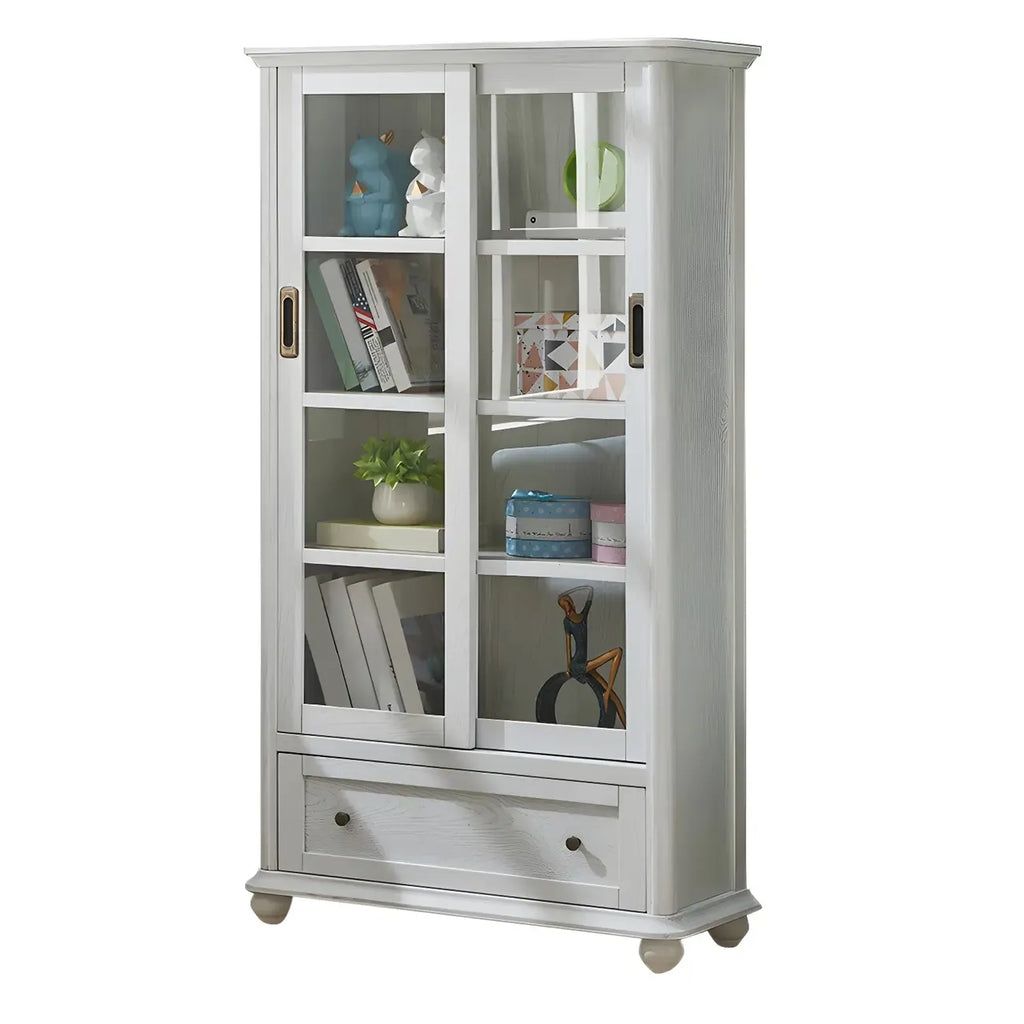 2-Drawer White Wooden Adjustable Shelves bookcases