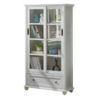 2-Drawer White Wooden Adjustable Shelves bookcases