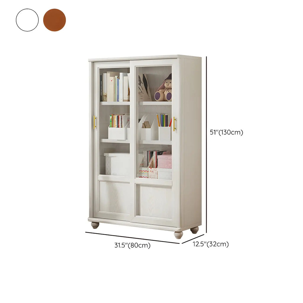 2-Drawer White Wooden Adjustable Shelves bookcases