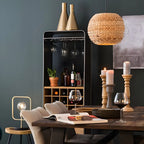 Industrial Brown Wooden Display Cabinet with Wine Storage