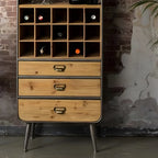 Industrial Brown Wooden Display Cabinet with Wine Storage