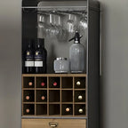 Industrial Brown Wooden Display Cabinet with Wine Storage