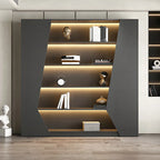 Multi-Layer Grey Wood LED Open Storage Display Cabinet