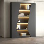 Multi-Layer Grey Wood LED Open Storage Display Cabinet