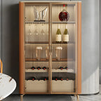 Glam Wooden Orange Glass Door Wine Display Cabinet