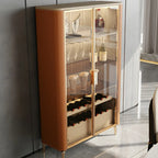 Glam Wooden Orange Glass Door Wine Display Cabinet