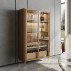 Glam Wooden Orange Glass Door Wine Display Cabinet