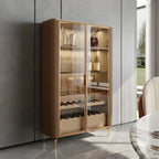 Glam Wooden Orange Glass Door Wine Display Cabinet
