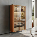 Glam Wooden Orange Glass Door Wine Display Cabinet