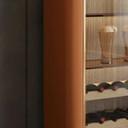 Glam Wooden Orange Glass Door Wine Display Cabinet