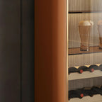 Glam Wooden Orange Glass Door Wine Display Cabinet