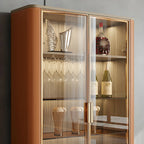 Glam Wooden Orange Glass Door Wine Display Cabinet