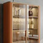 Glam Wooden Orange Glass Door Wine Display Cabinet