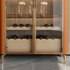 Glam Wooden Orange Glass Door Wine Display Cabinet