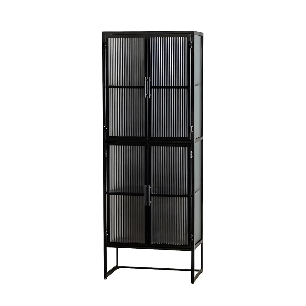 Contemporary Metal White Glass Door Display Cabinet