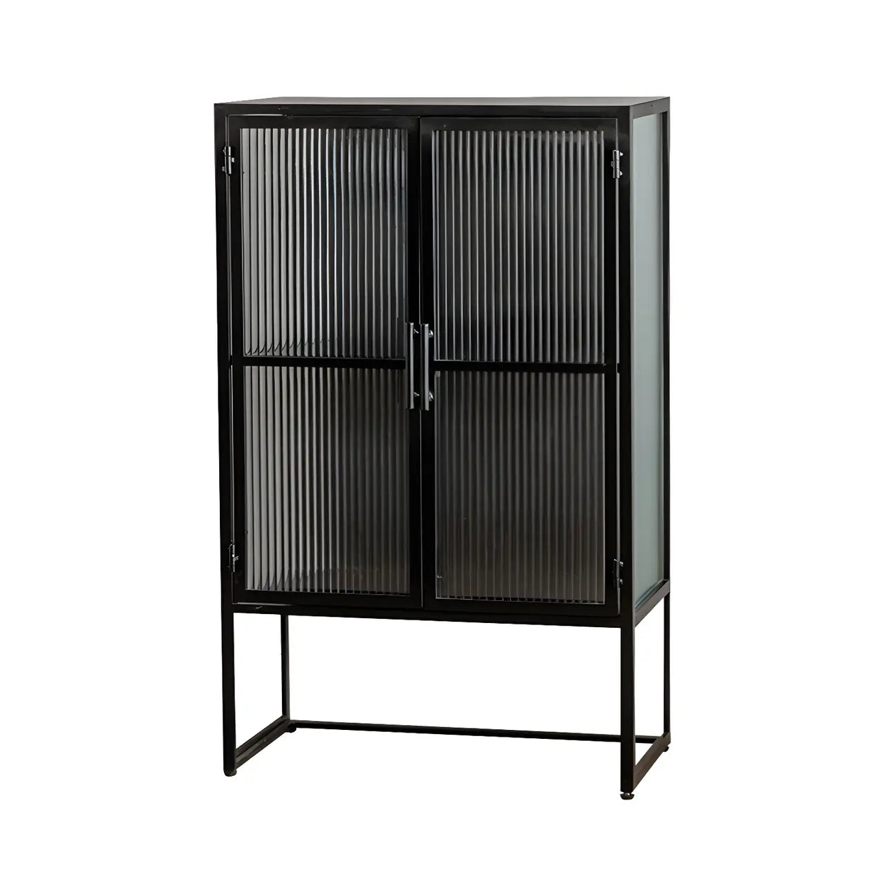 Contemporary Metal White Glass Door Display Cabinet