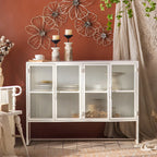 Contemporary Metal White Glass Door Display Cabinet