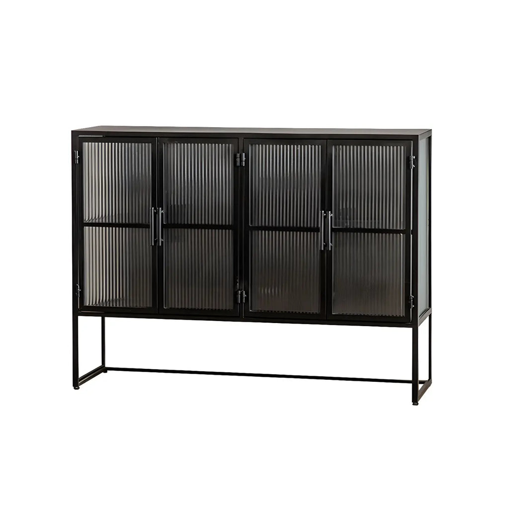 Contemporary Metal White Glass Door Display Cabinet