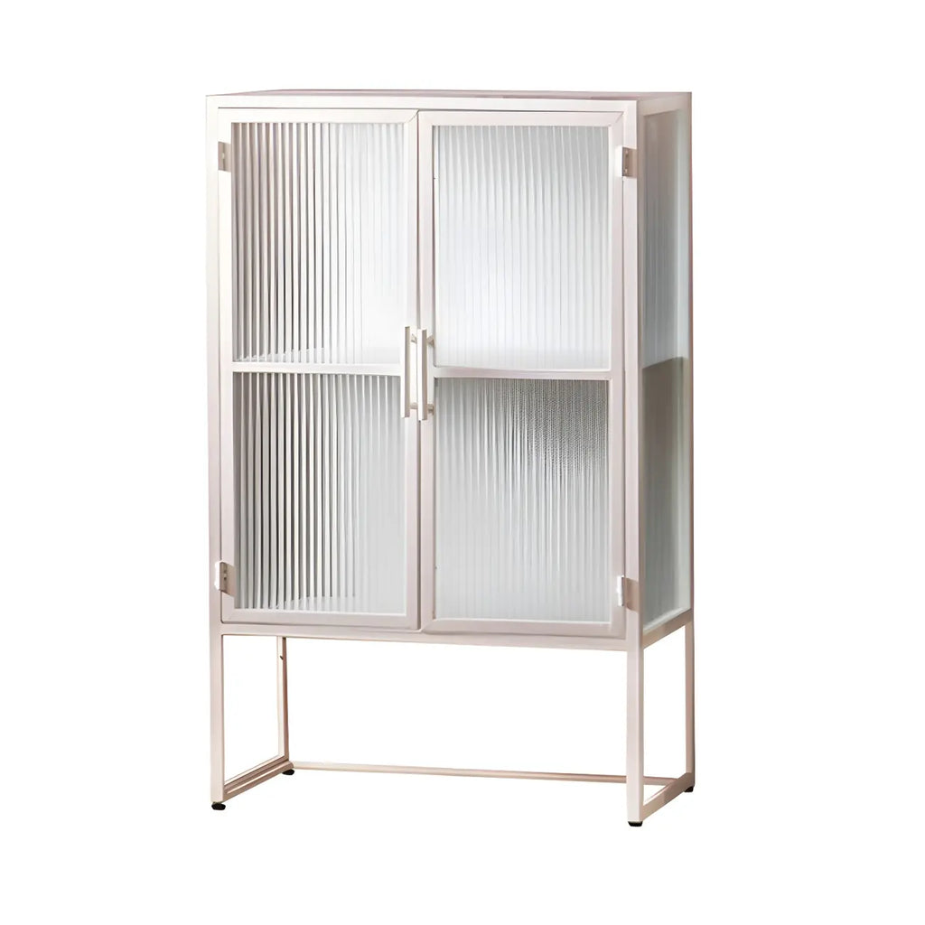 Contemporary Metal White Glass Door Display Cabinet