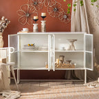Contemporary Metal White Glass Door Display Cabinet