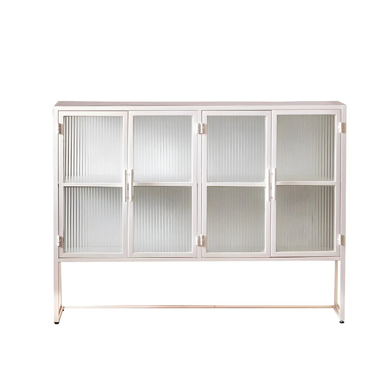 Contemporary Metal White Glass Door Display Cabinet