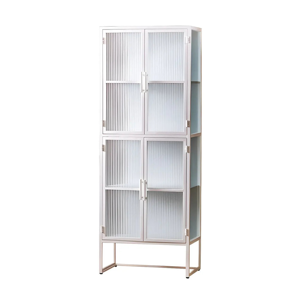 Contemporary Metal White Glass Door Display Cabinet