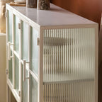 Contemporary Metal White Glass Door Display Cabinet