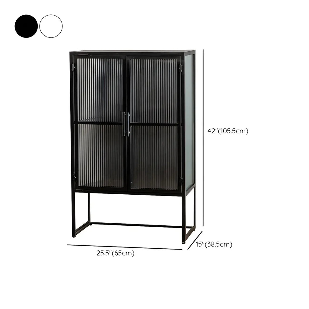 Contemporary Metal White Glass Door Display Cabinet