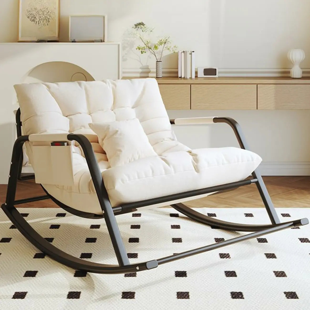 Modern Indoor Oversized Upholstered Rocking Chair