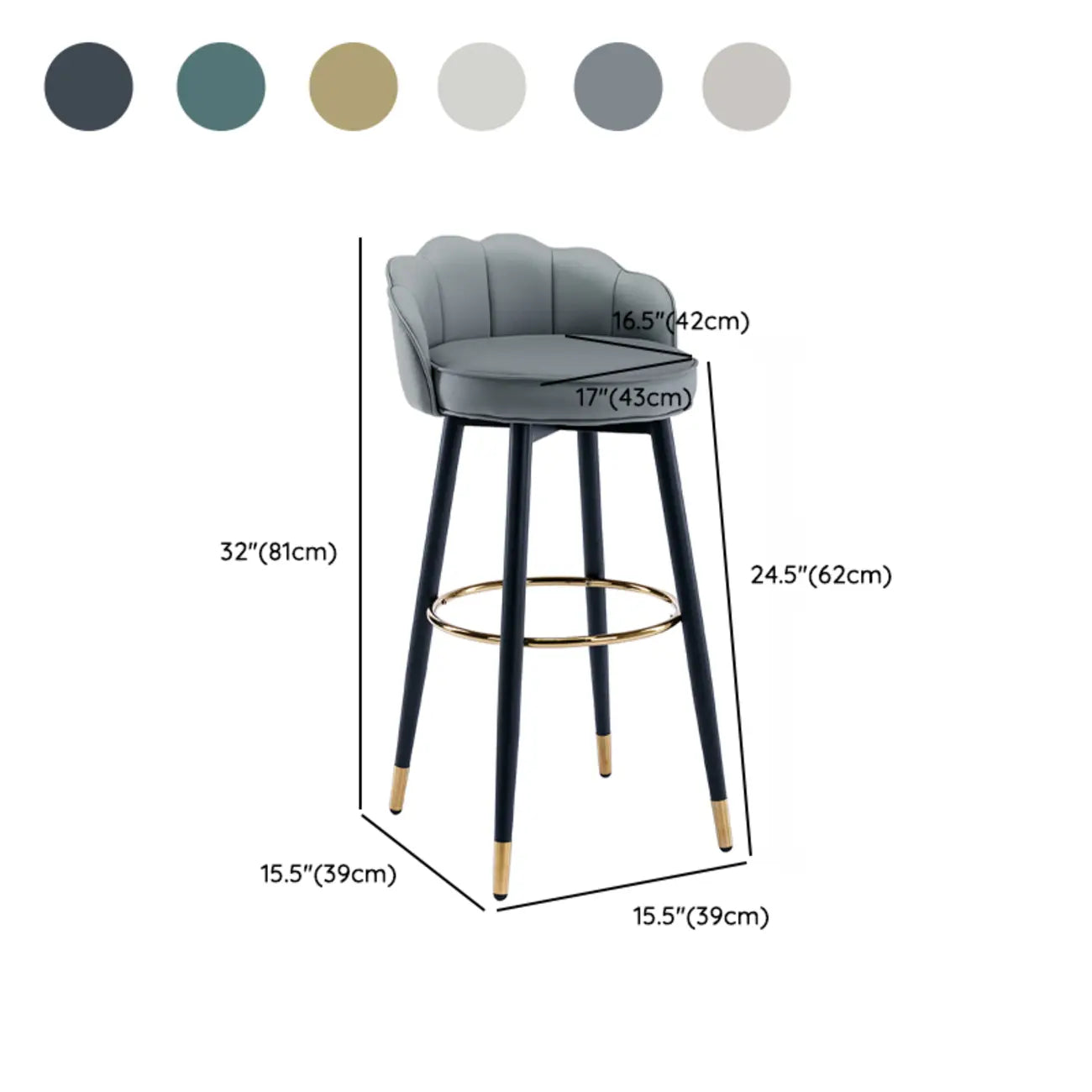 360° Swivel Leather Bar Stool Counter Height