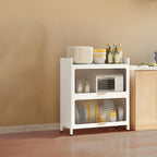 Modern White Steel Glass Door China Cabinet with Casters