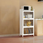 Modern White Steel Glass Door China Cabinet with Casters