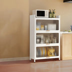 Modern White Steel Glass Door China Cabinet with Casters