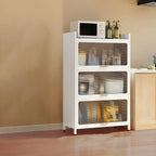 Modern White Steel Glass Door China Cabinet with Casters