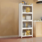 Modern White Steel Glass Door China Cabinet with Casters